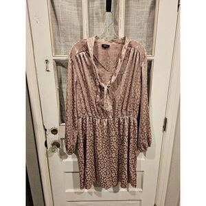 Tacera Longsleeve Leopard Print Knee Length Dress